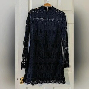 BEBE Woman's Long Sleeve Lace Dress Black Sz. Small Classy Dressy‎ Sexy NWOT
